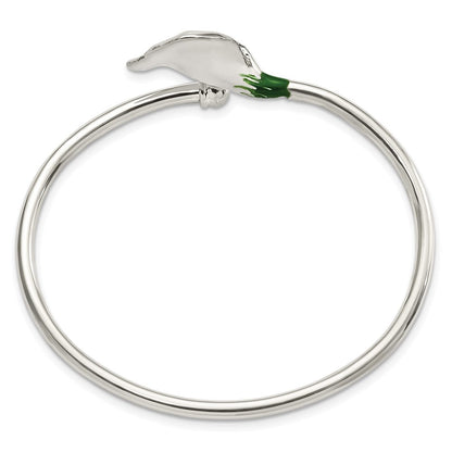 Sterlingsilber Poliert Emailliert Lilie Flexibel Armreif