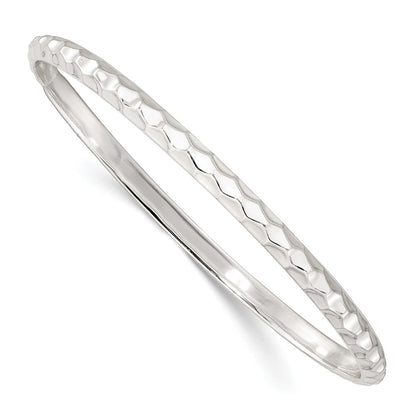 Sterlingsilber Strukturiert 4mm Schieber-on Armreif