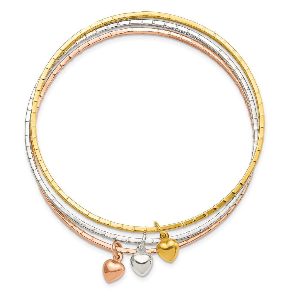 Sterlingsilber Silber/goldfarben/roséfarben mit Gewölbt Herz Armreif Set