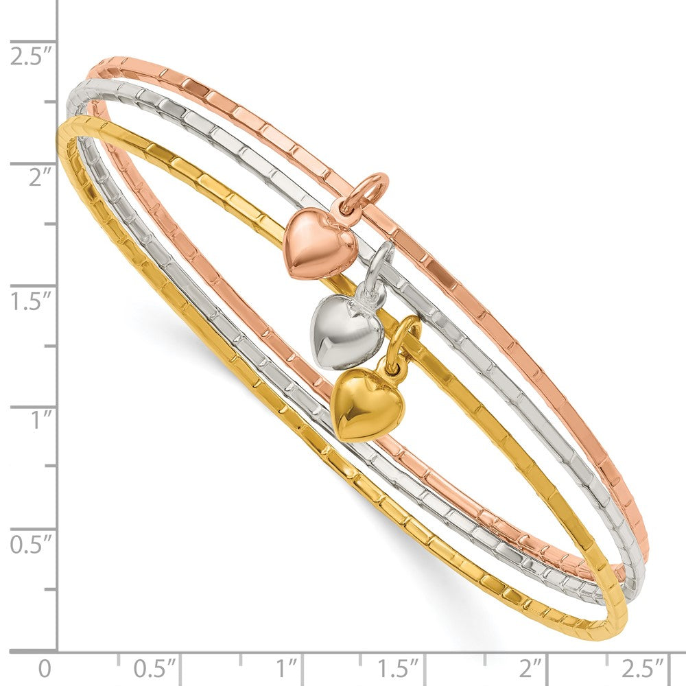 Sterlingsilber Silber/goldfarben/roséfarben mit Gewölbt Herz Armreif Set
