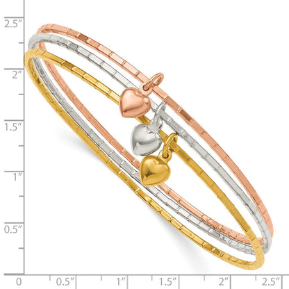 Sterlingsilber Silber/goldfarben/roséfarben mit Gewölbt Herz Armreif Set