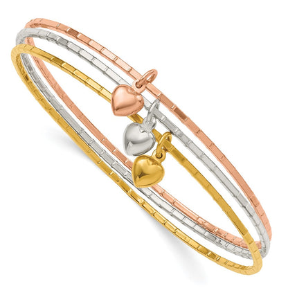 Sterlingsilber Silber/goldfarben/roséfarben mit Gewölbt Herz Armreif Set