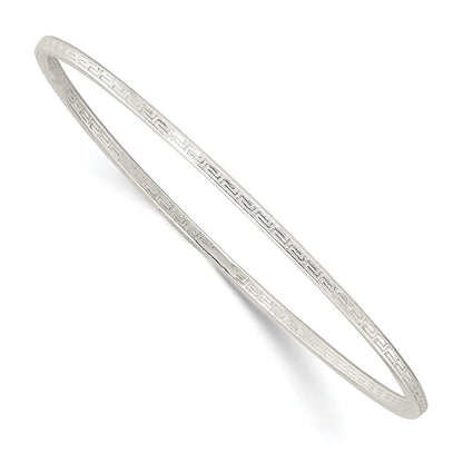 Sterlingsilber Poliert 2.25mm Greek Key Schieber-on Armreif