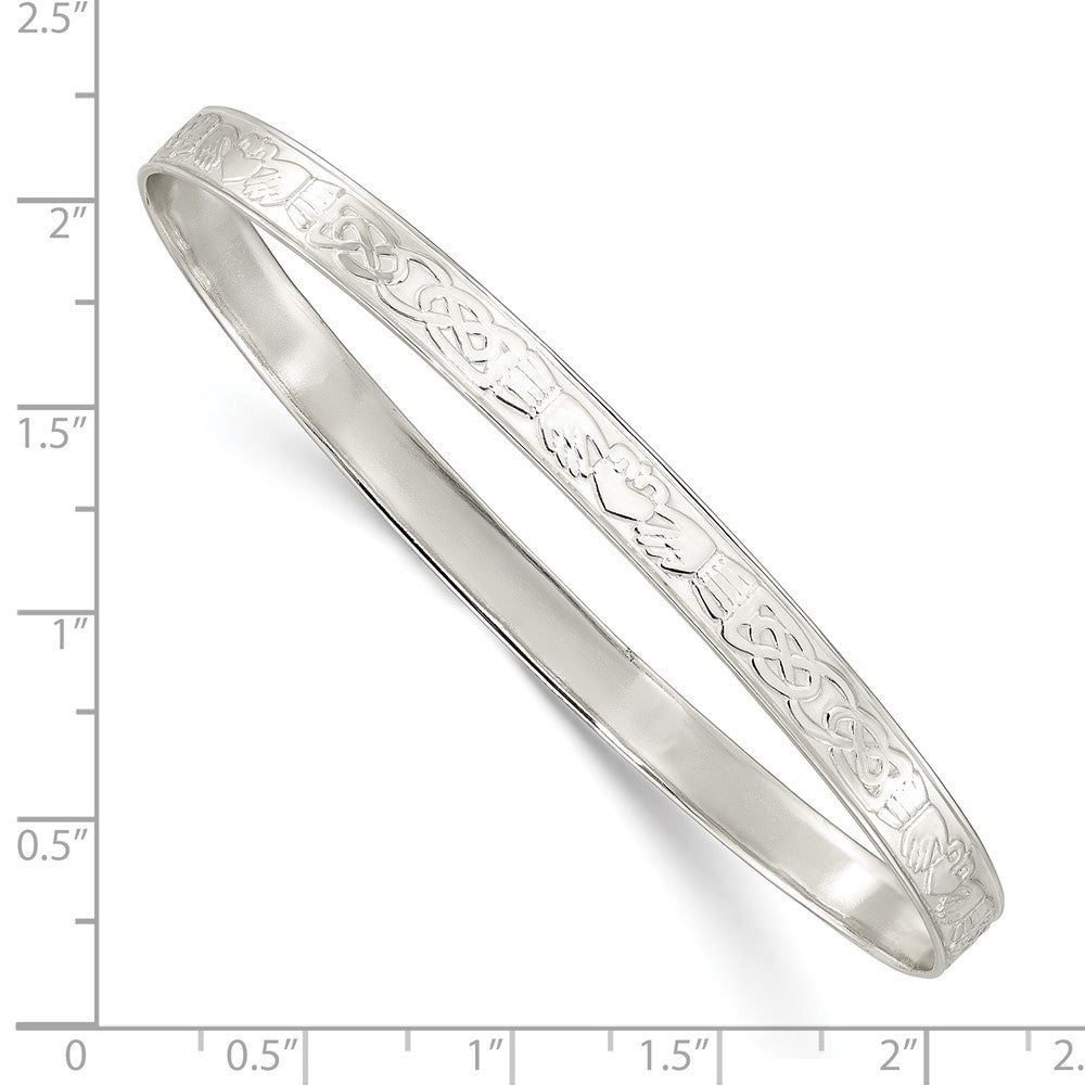 Sterlingsilber Poliert 5.25mm Claddagh Schieber-on Armreif