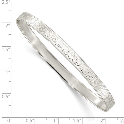 Sterlingsilber Poliert 5.25mm Claddagh Schieber-on Armreif