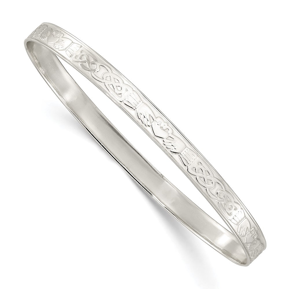 Sterlingsilber Poliert 5.25mm Claddagh Schieber-on Armreif