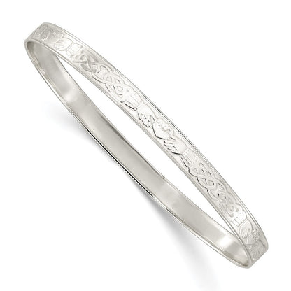 Sterlingsilber Poliert 5.25mm Claddagh Schieber-on Armreif