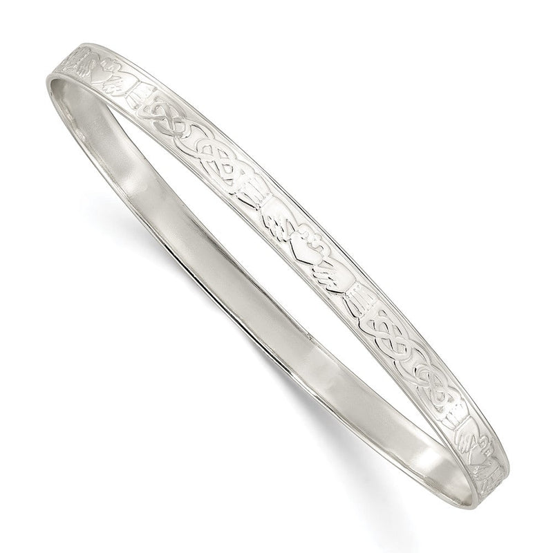 Sterlingsilber Poliert 5.25mm Claddagh Schieber-on Armreif