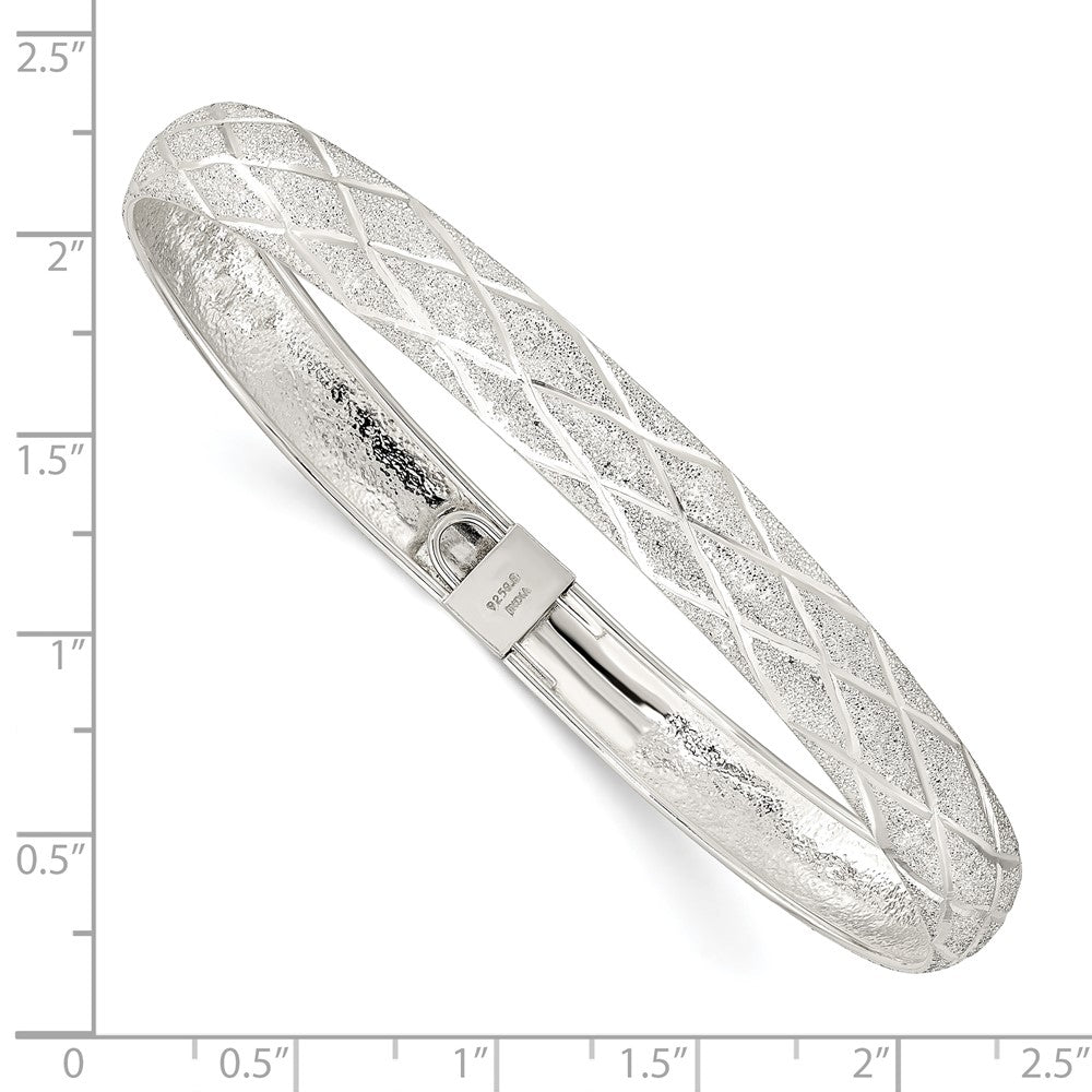 Sterlingsilber Lasergraviert-cut X-design 7.5mm Oval Flexibel Armreif