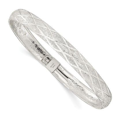 Sterlingsilber Lasergraviert-cut X-design 7.5mm Oval Flexibel Armreif