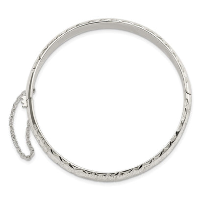 Sterlingsilber Rhodiniert Poliert und Diamantiert 7.00mm Klappbar Armreif