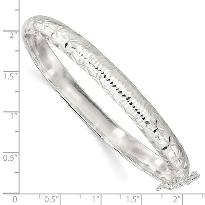 Sterlingsilber Rhodiniert Poliert und Diamantiert 7.00mm Klappbar Armreif