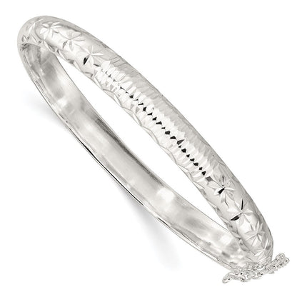 Sterlingsilber Rhodiniert Poliert und Diamantiert 7.00mm Klappbar Armreif