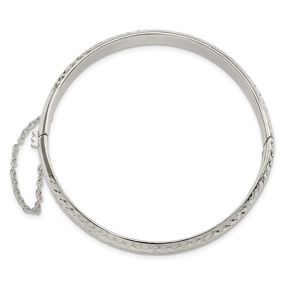 Sterlingsilber Rhodiniert Poliert und Diamantiert 7.00mm Klappbar Armreif