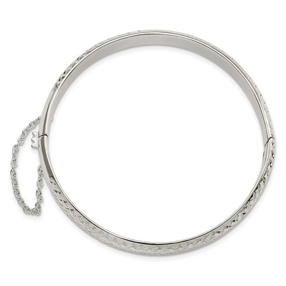 Sterlingsilber Rhodiniert Poliert und Diamantiert 7.00mm Klappbar Armreif