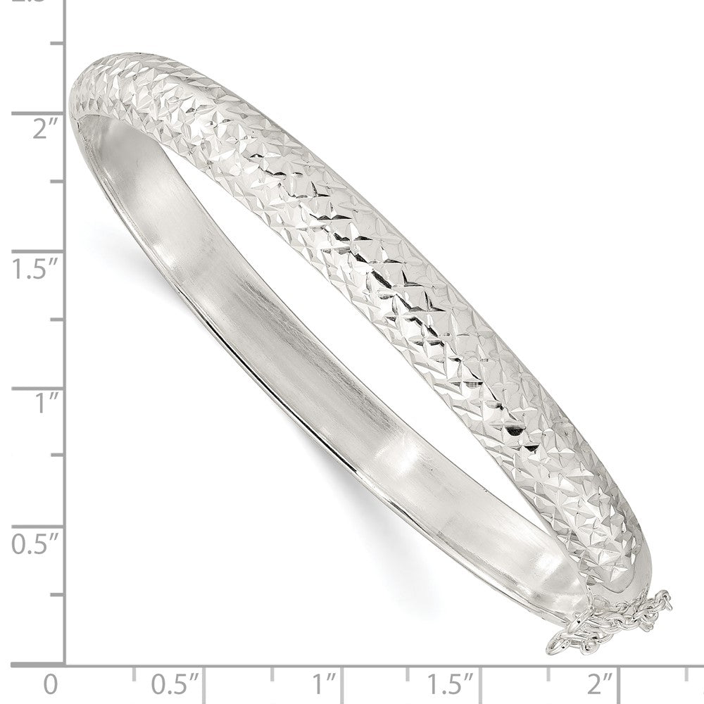 Sterlingsilber Rhodiniert Poliert und Diamantiert 7.00mm Klappbar Armreif