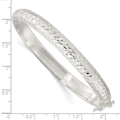 Sterlingsilber Rhodiniert Poliert und Diamantiert 7.00mm Klappbar Armreif