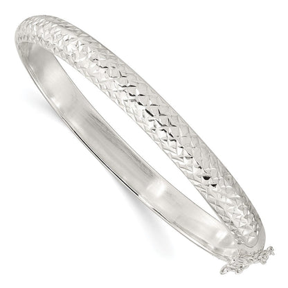 Sterlingsilber Rhodiniert Poliert und Diamantiert 7.00mm Klappbar Armreif