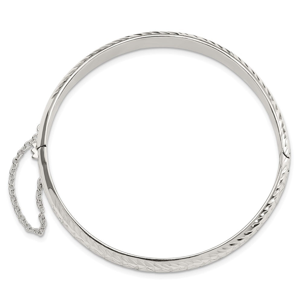 Sterlingsilber Poliert und Diamantiert 7.25mm Klappbar Armreif