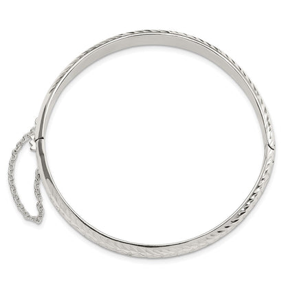 Sterlingsilber Poliert und Diamantiert 7.25mm Klappbar Armreif