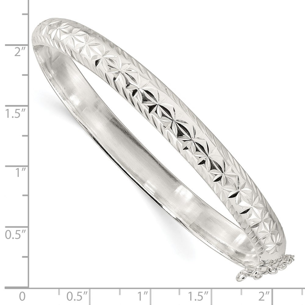 Sterlingsilber Poliert und Diamantiert 7.25mm Klappbar Armreif