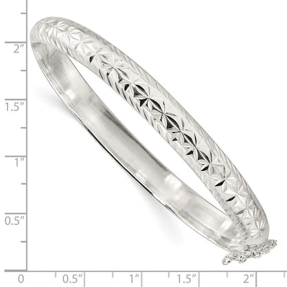 Sterlingsilber Poliert und Diamantiert 7.25mm Klappbar Armreif
