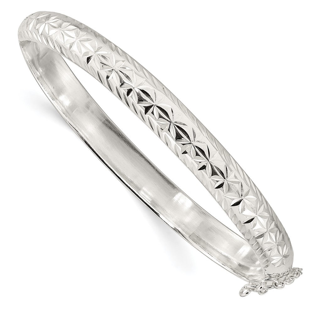 Sterlingsilber Poliert und Diamantiert 7.25mm Klappbar Armreif
