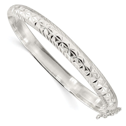 Sterlingsilber Poliert und Diamantiert 7.25mm Klappbar Armreif