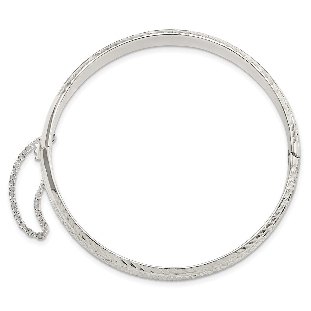 Sterlingsilber Poliert und Diamantiert 7.25mm Klappbar Armreif