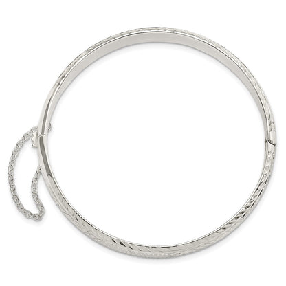 Sterlingsilber Poliert und Diamantiert 7.25mm Klappbar Armreif