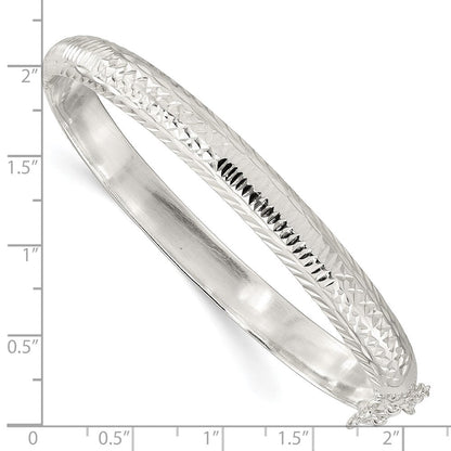 Sterlingsilber Poliert und Diamantiert 7.25mm Klappbar Armreif