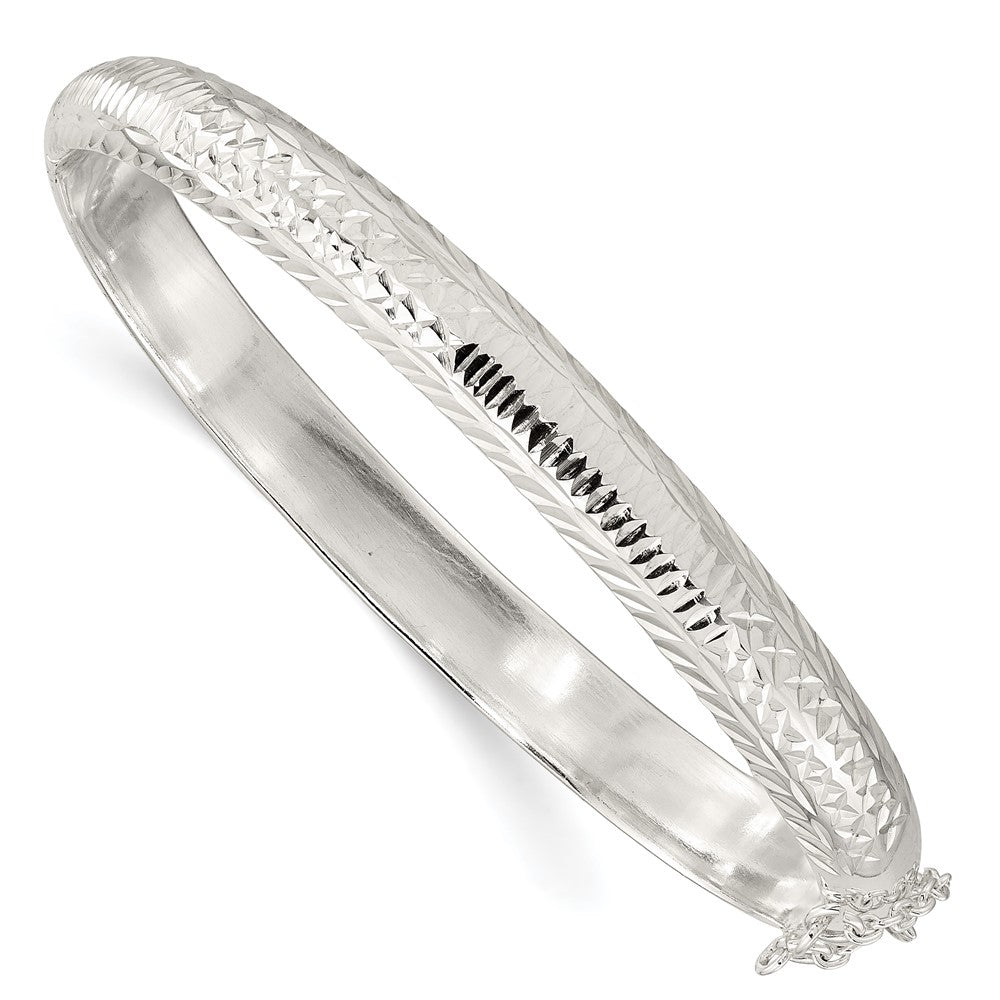 Sterlingsilber Poliert und Diamantiert 7.25mm Klappbar Armreif