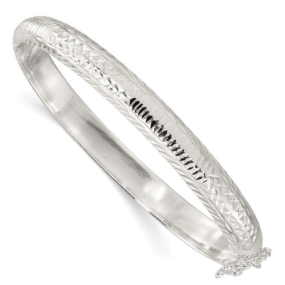 Sterlingsilber Poliert und Diamantiert 7.25mm Klappbar Armreif