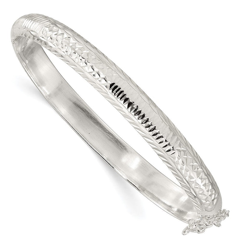Sterlingsilber Poliert und Diamantiert 7.25mm Klappbar Armreif