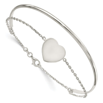 Sterlingsilber Poliert Herz Ring und Armreif