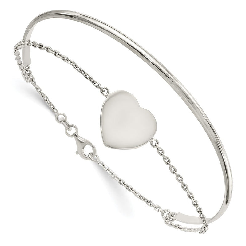 Sterlingsilber Poliert Herz Ring und Armreif