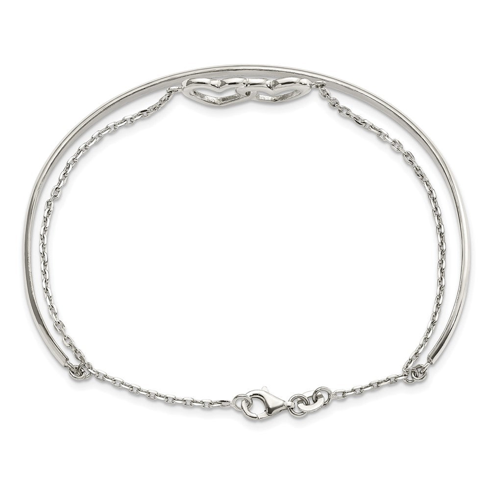 Sterlingsilber Poliert Doppelt Herz und Armreif