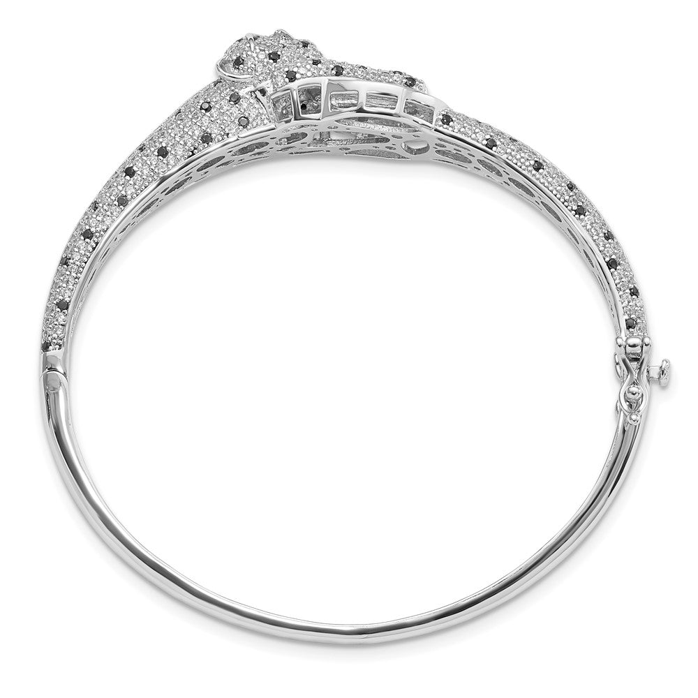 Sterlingsilber Rhodiniert Poliert Zirkonia Cheetah Klappbar Armreif