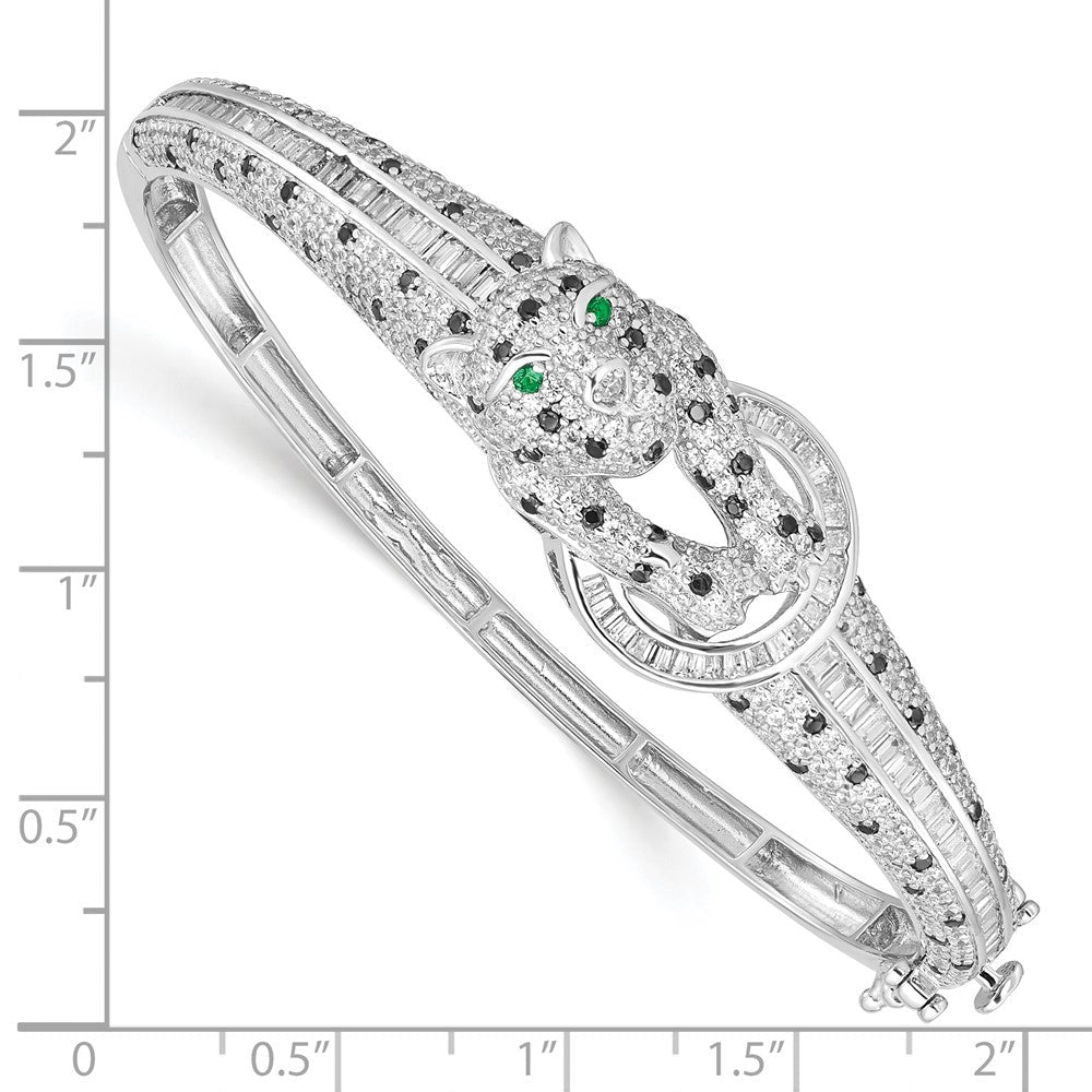 Sterlingsilber Rhodiniert Poliert Zirkonia Cheetah Klappbar Armreif
