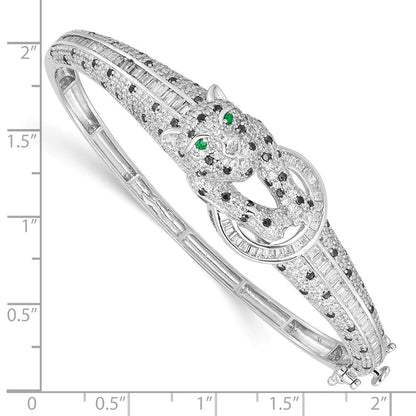 Sterlingsilber Rhodiniert Poliert Zirkonia Cheetah Klappbar Armreif