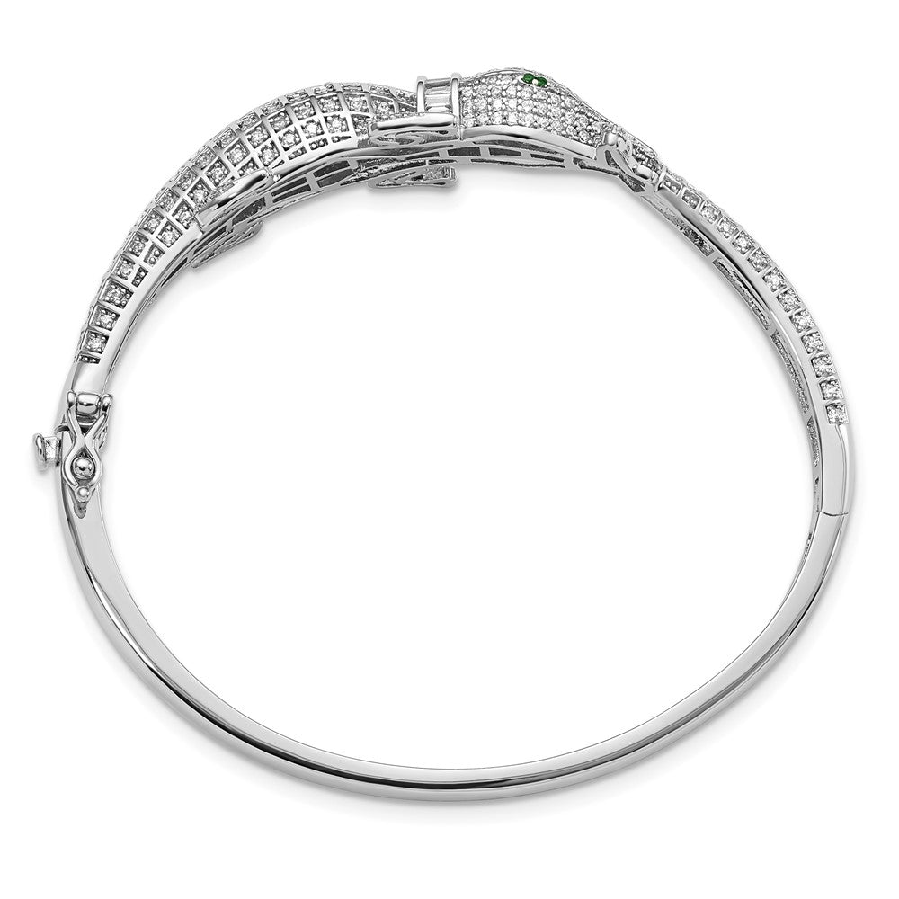 Sterlingsilber Rhodiniert Poliert Zirkonia Alligator Klappbar Armreif