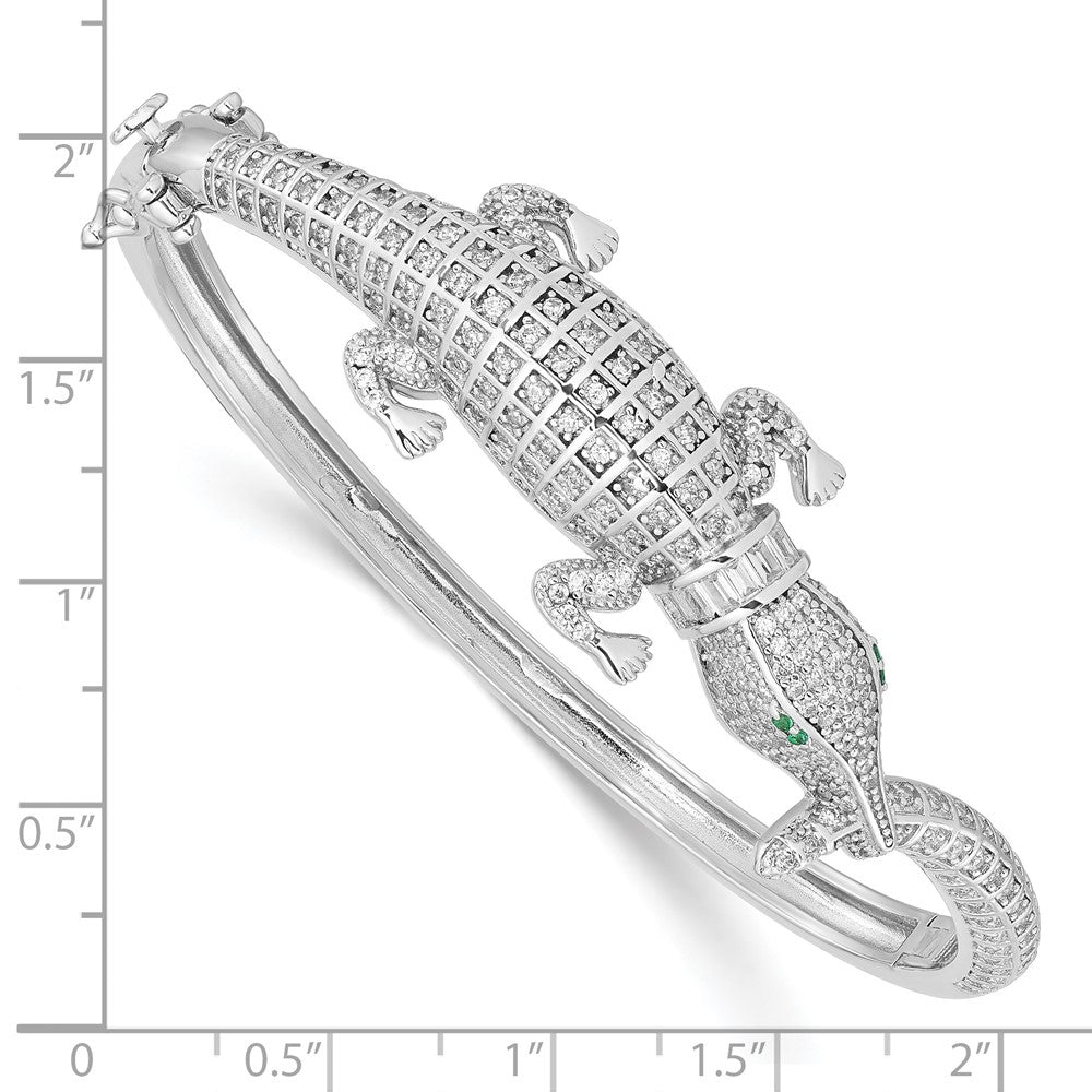 Sterlingsilber Rhodiniert Poliert Zirkonia Alligator Klappbar Armreif