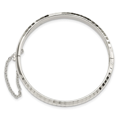 Sterlingsilber Rhodiniert Poliert & Diamantiert 5mm mit Sicherheits Verschluss Klappbar Kinder Armreif