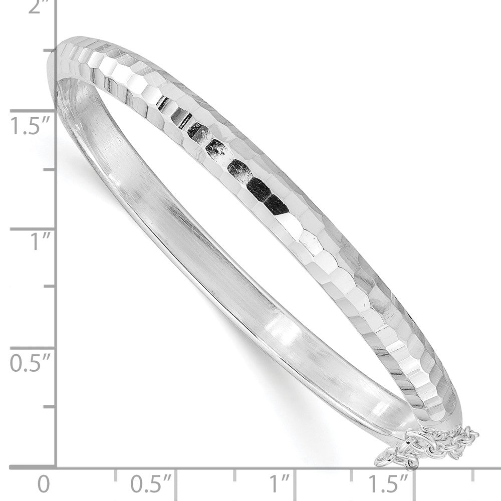 Sterlingsilber Rhodiniert Poliert & Diamantiert 5mm mit Sicherheits Verschluss Klappbar Kinder Armreif