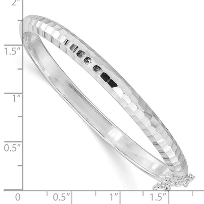 Sterlingsilber Rhodiniert Poliert & Diamantiert 5mm mit Sicherheits Verschluss Klappbar Kinder Armreif