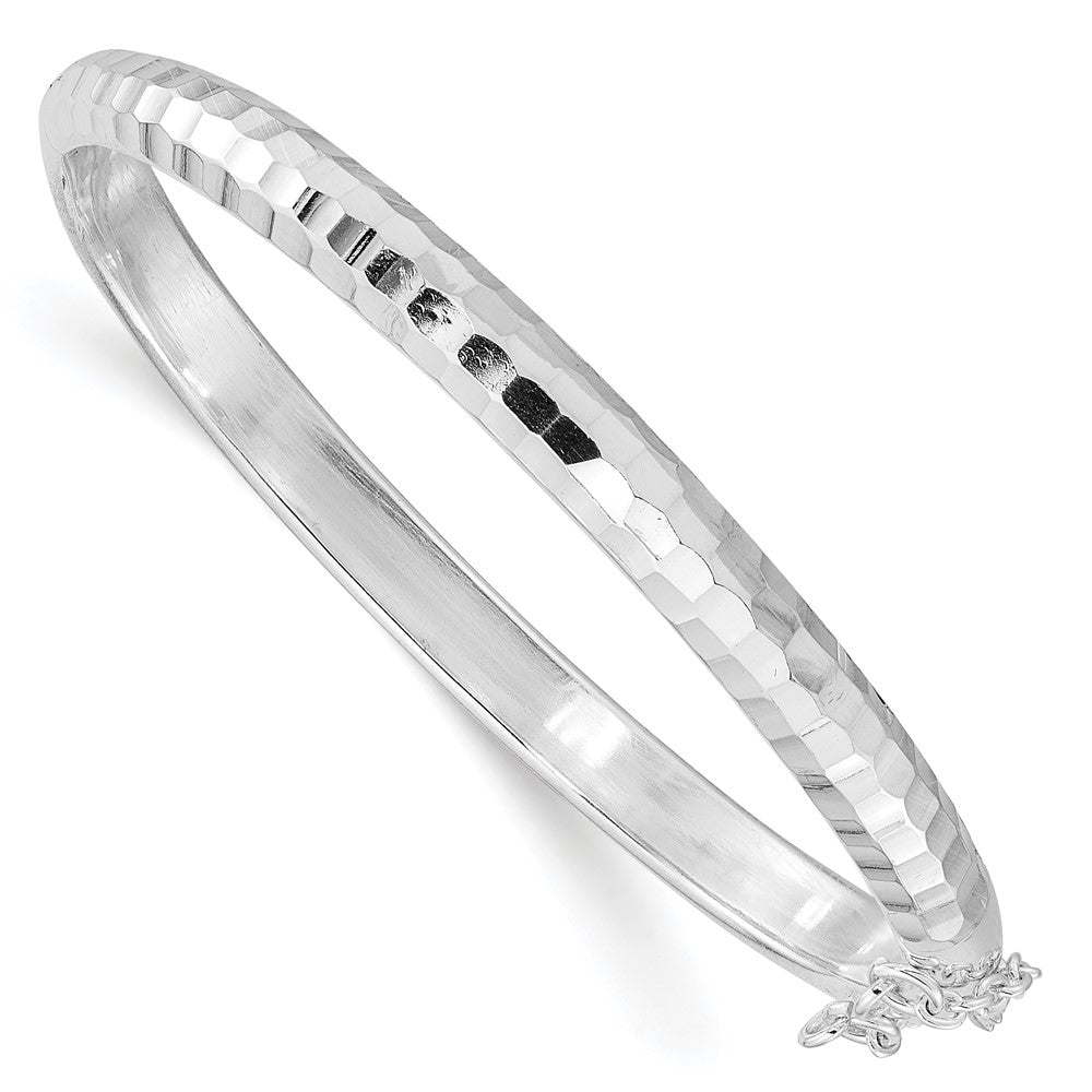 Sterlingsilber Rhodiniert Poliert & Diamantiert 5mm mit Sicherheits Verschluss Klappbar Kinder Armreif