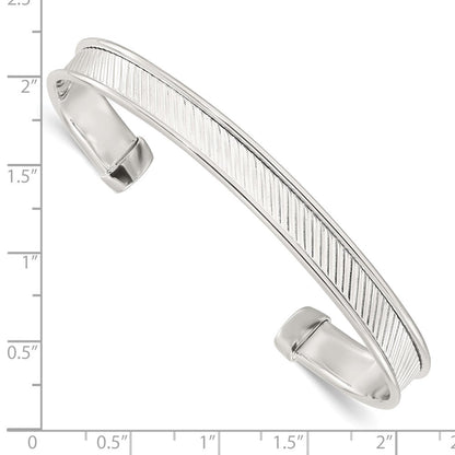 Sterlingsilber Poliert Strukturiert Manschette Armreif Armband