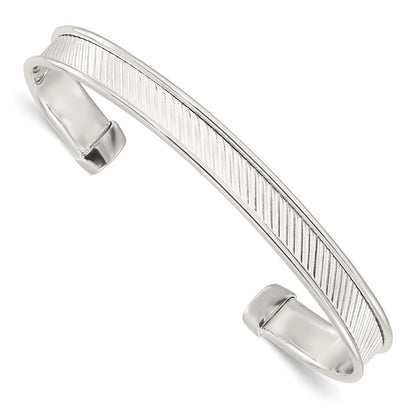 Sterlingsilber Poliert Strukturiert Manschette Armreif Armband