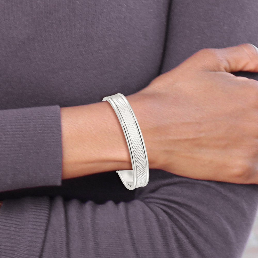 Sterlingsilber Poliert Strukturiert Manschette Armreif Armband