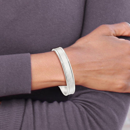 Sterlingsilber Poliert Strukturiert Manschette Armreif Armband